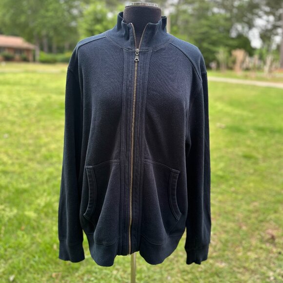 Banana Republic Black full-zip sweater XL Pockets Ribbed - Picture 1 of 10